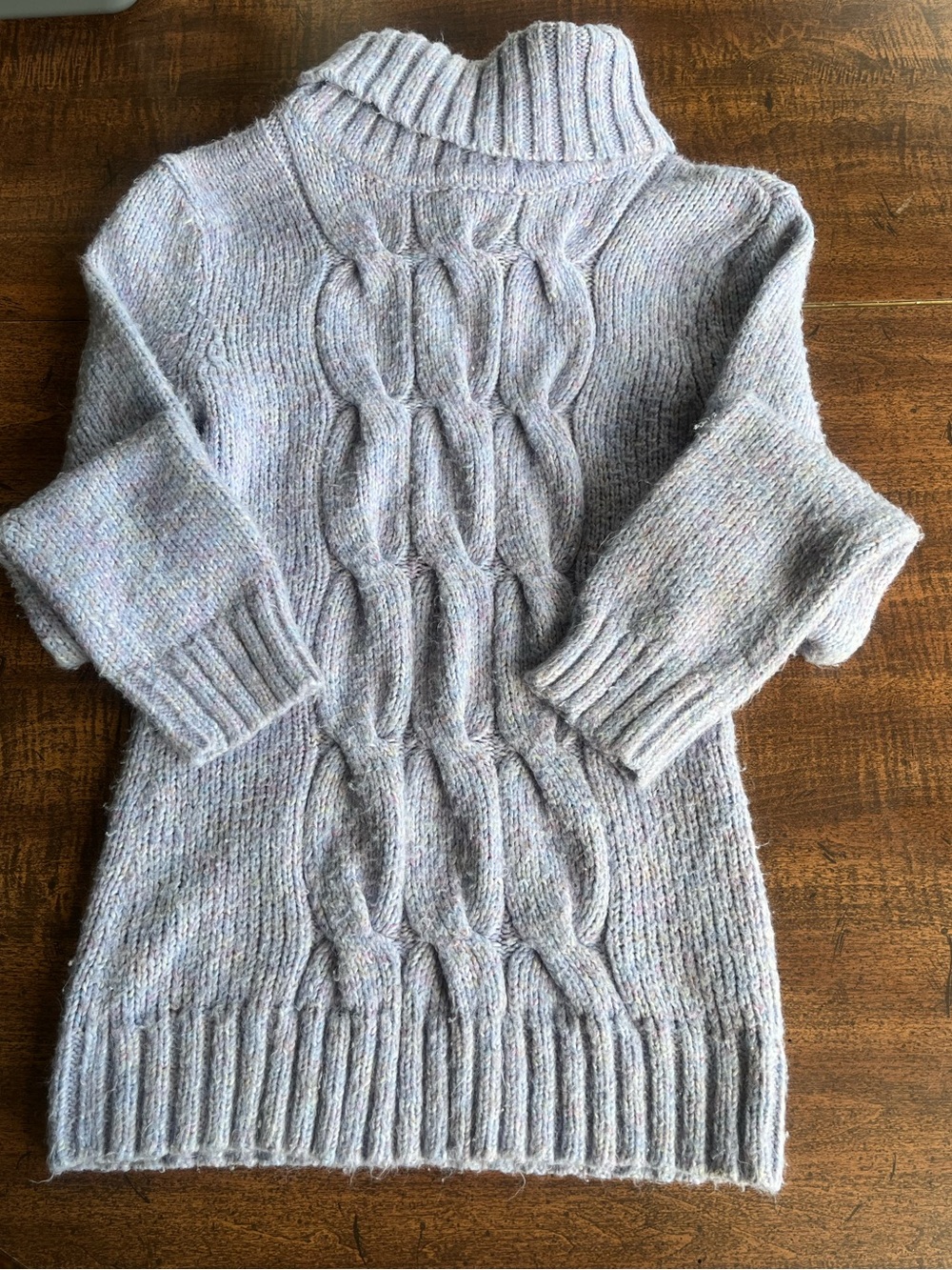 Y2K NY&Co Women Lavender & Speckles Cable Knit Turtleneck Sweater XS Soft Grunge